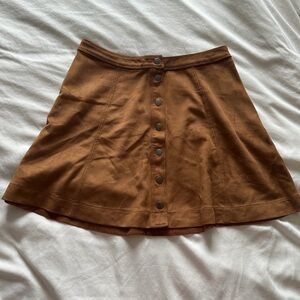 Dreamers Brown Button-Front Skater Skirt